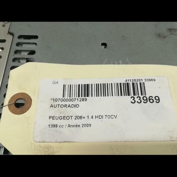 Autoradio occasion PEUGEOT 206 + Phase 1 03-2009->05-2013 1.1i 8v 60ch 6564WG 4