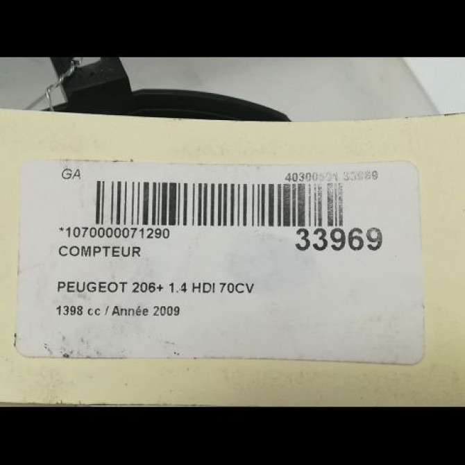 Compteur occasion PEUGEOT 206 + Phase 1 03-2009->05-2013 1.1i 8v 60ch 6103S9 5