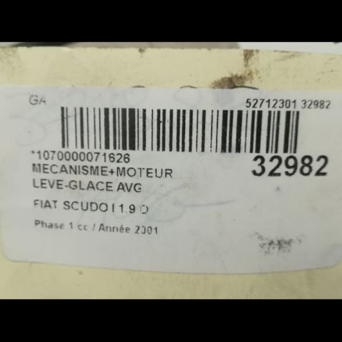 Mecanisme+moteur leve-glace avg occasion FIAT SCUDO I Phase 1 02-1996->12-2003 1.9 D 1488307080 5