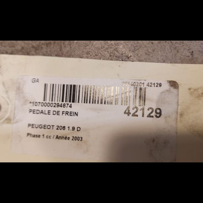 Pedale de frein occasion PEUGEOT 206 Phase 1 09-1998->03-2009 1.9 D 4501T9 3