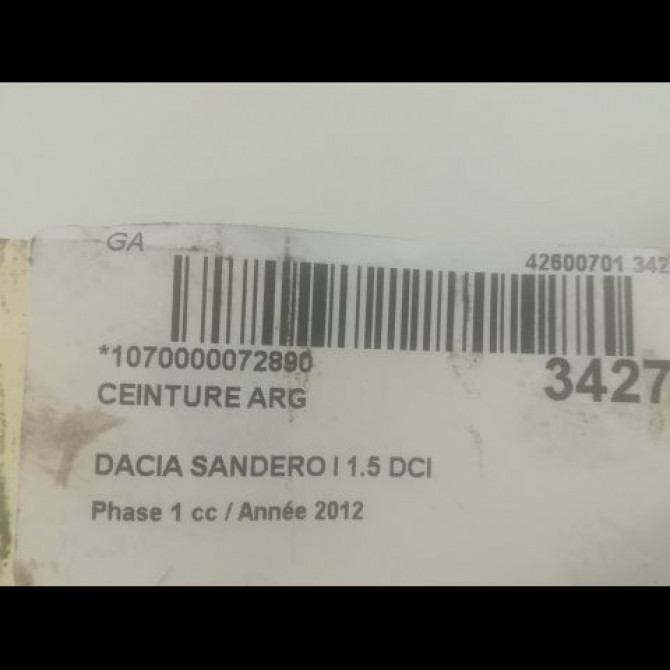 Ceinture arrière gauche occasion DACIA SANDERO I Phase 1 06-2008->10-2012 1.5 DCI 85ch 888408864R 4
