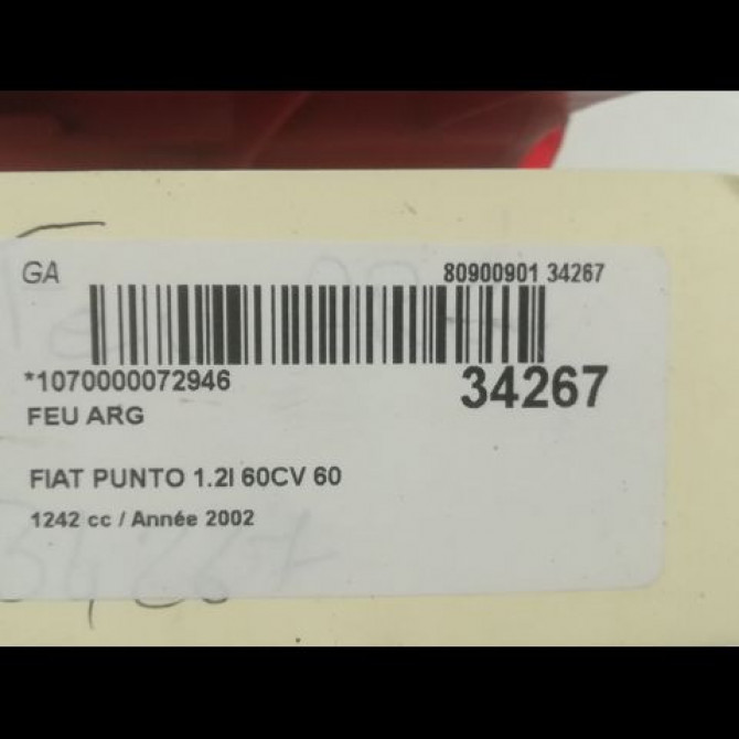 Feu arrière gauche occasion FIAT PUNTO II Phase 1 10-1999->05-2003 60 46794078 3