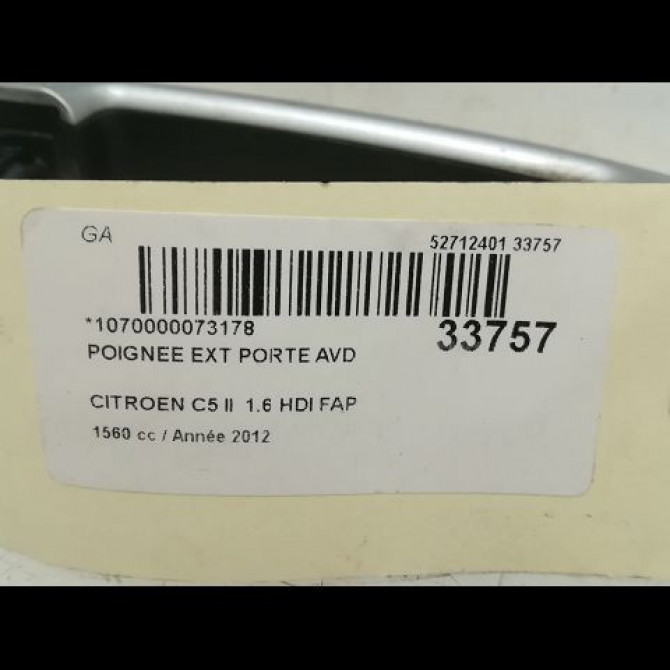 Poignee ext porte avd occasion CITROEN C5 II Phase 1 04-2008->... 1.6 HDi 110ch 9101HS 3