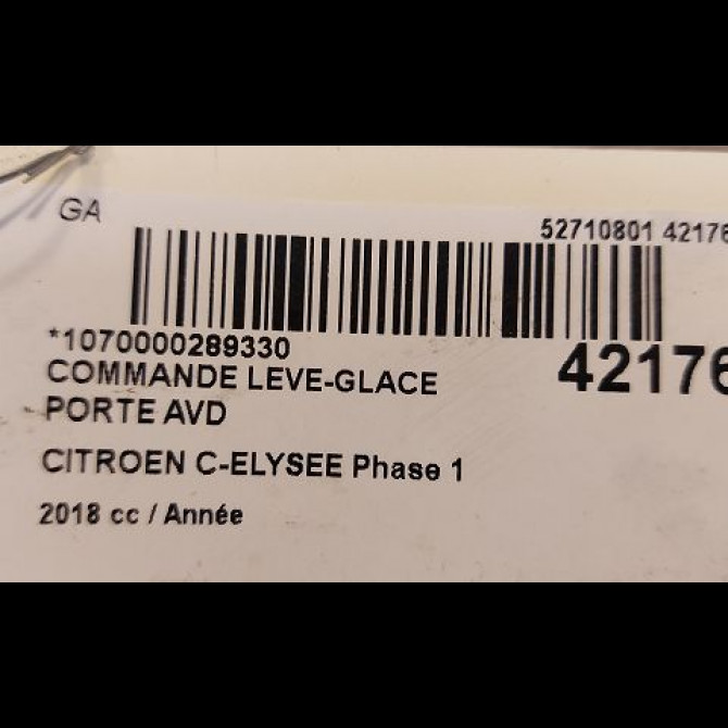 Commande lève-glace porte avant droite occasion CITROEN C-ELYSEE Phase 1 06-2012->... 96657927ZD 3