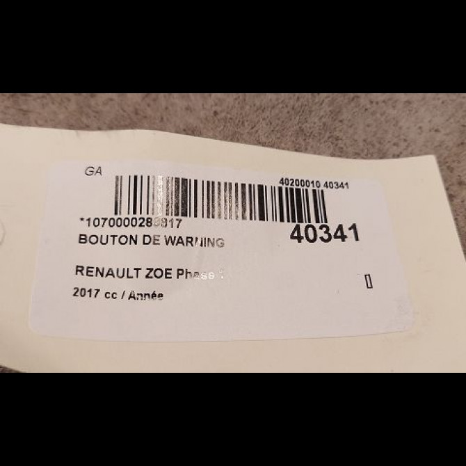 Bouton de warning occasion RENAULT ZOE Phase 1 10-2012->... 3