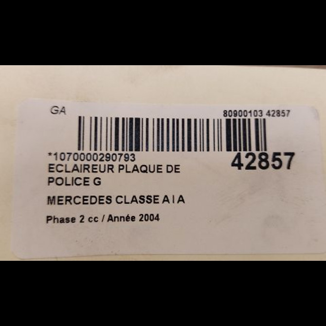 Eclaireur plaque de police g occasion MERCEDES CLASSE A I Phase 2 03-2001->09-2004 A 170 CDI 1688200256 3
