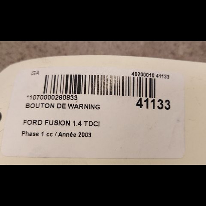 Bouton de warning occasion FORD FUSION Phase 1 09-2002->10-2005 1.4 TDCI 2