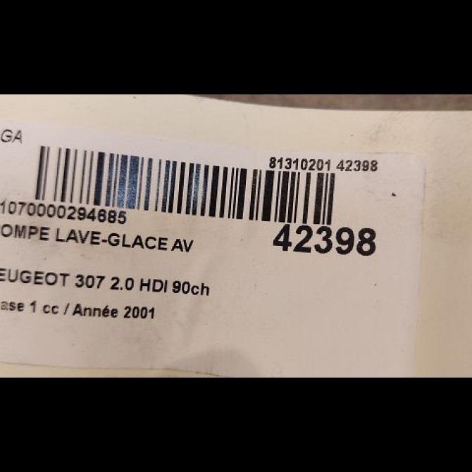 Pompe lave-glace avant occasion PEUGEOT 307 Phase 1 04-2001->06-2005 2.0 HDI 90ch 2318660121 3