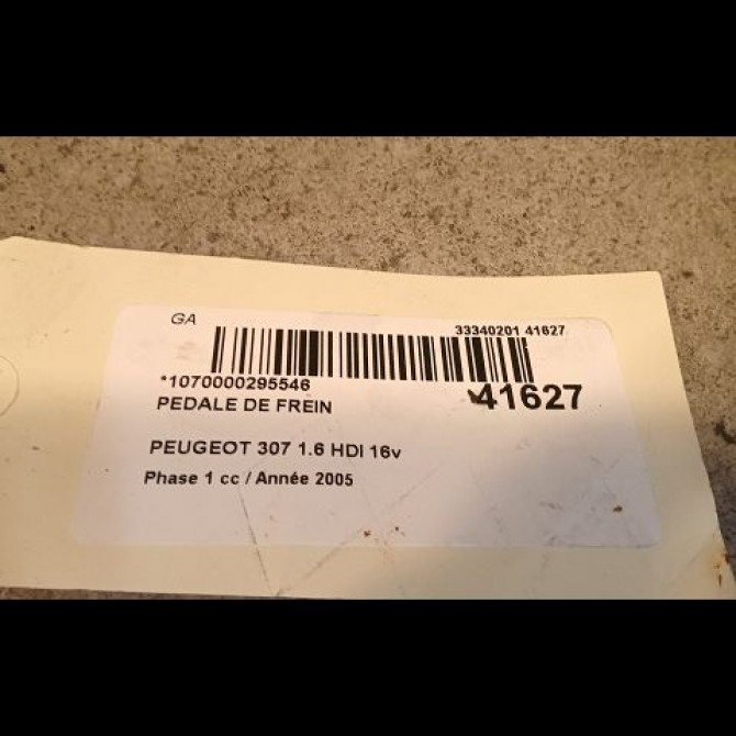 Pedale de frein occasion PEUGEOT 307 Phase 1 04-2001->06-2005 1.6 HDI 16v 110ch 4501W0 2