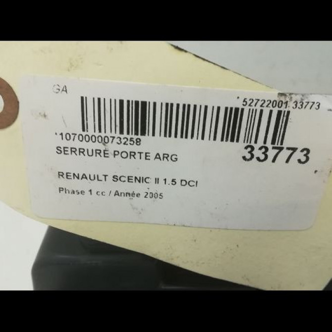 Serrure porte arg occasion RENAULT SCENIC II Phase 1 03-2004->09-2006 1.5 DCI 100ch 8200119333 5