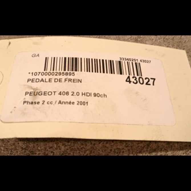 Pedale de frein occasion PEUGEOT 406 Phase 2 04-1999->04-2004 2.0 HDI 90ch 4501J0 3