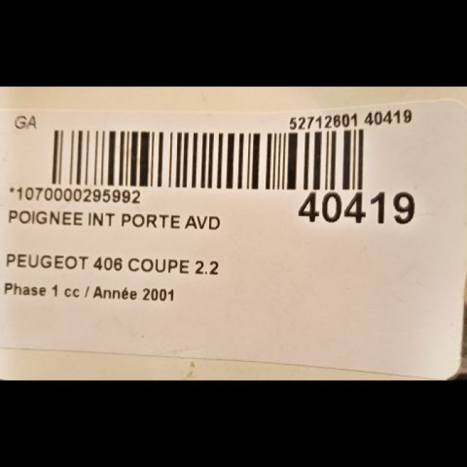 Poignee int porte avd occasion PEUGEOT 406 COUPE Phase 1 05-1997->12-2004 2.2 HDI 133ch 9143E8 3