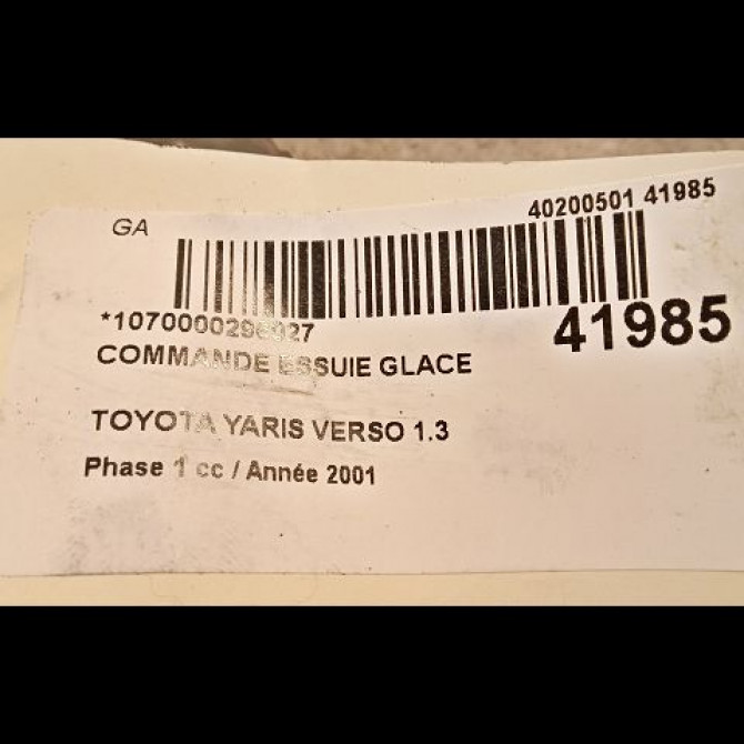Commande essuie glace occasion TOYOTA YARIS VERSO Phase 1 11-1999->03-2003 1.3 8465252040 3
