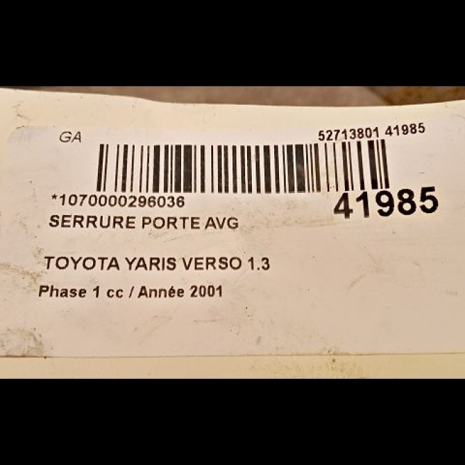 Serrure porte avg occasion TOYOTA YARIS VERSO Phase 1 11-1999->03-2003 1.3 6932052180 4