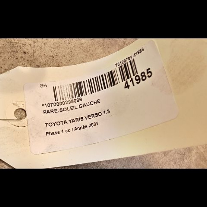 Pare-soleil gauche occasion TOYOTA YARIS VERSO Phase 1 11-1999->03-2003 1.3 7432052290B0 3