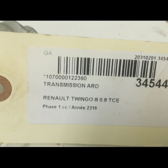 Transmission arrière droite occasion RENAULT TWINGO III Phase 1 06-2014->... 0.9 TCE 12v 90ch 396008321R 4