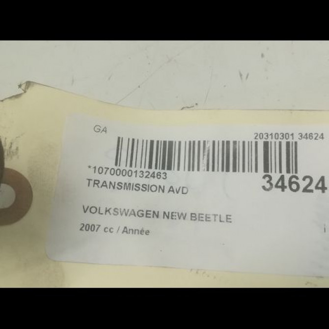 Transmission avant droite occasion VOLKSWAGEN NEW BEETLE I Phase 2 10-2005->10-2011 1J0407272NN 4