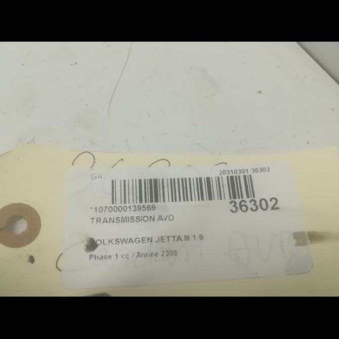 Transmission avant droite occasion VOLKSWAGEN JETTA III Phase 1 09-2005->12-2010 1.9 TDI 105ch 1K0407272EC 4