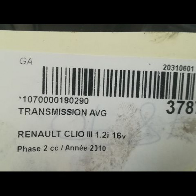 Transmission avant gauche occasion RENAULT CLIO III Phase 2 03-2009->12-2014 1.2i 16v 75ch 8200341698 4