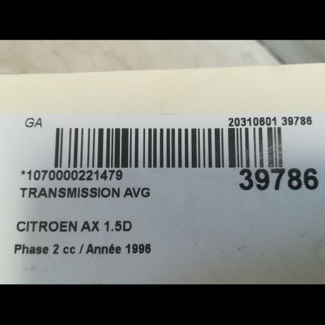 Transmission avant gauche occasion CITROEN AX Phase 2 07-1991->06-1998 1.5D 3272V2 4