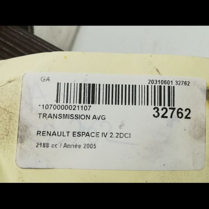 Transmission avant gauche occasion RENAULT ESPACE IV Phase 1 09-2002->03-2006 2.2 DCI 150ch 8200387408 5