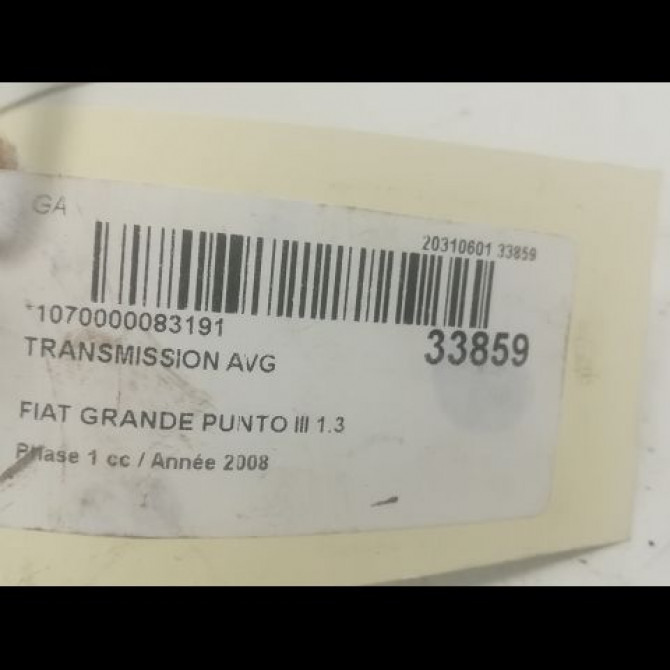 Transmission avant gauche occasion FIAT GRANDE PUNTO III Phase 1 09-2005->12-2013 1.3 DT MULTIJET 16v 90ch 51808107 4