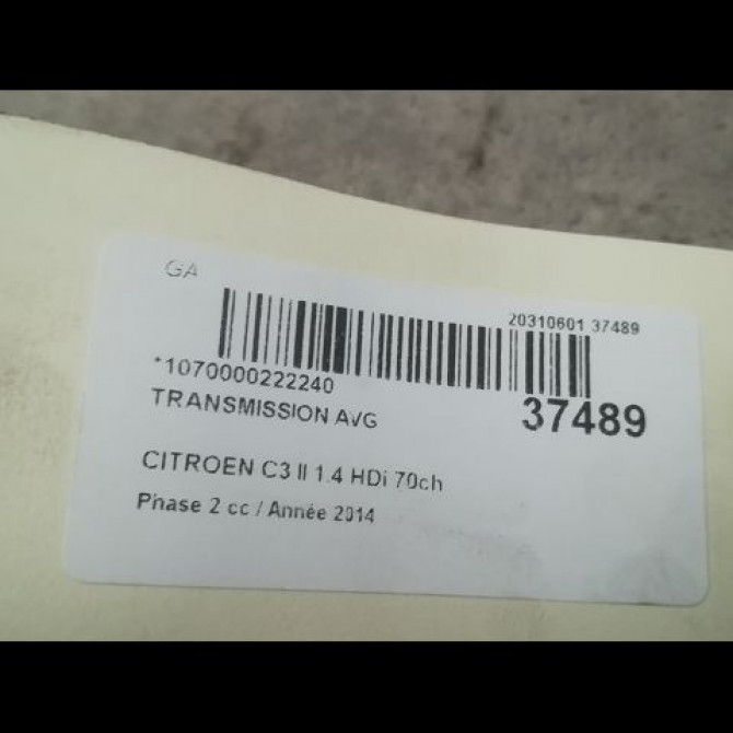 Transmission avant gauche occasion CITROEN C3 II Phase 2 03-2013->12-2016 1.4 HDi 70ch 9801388580 4