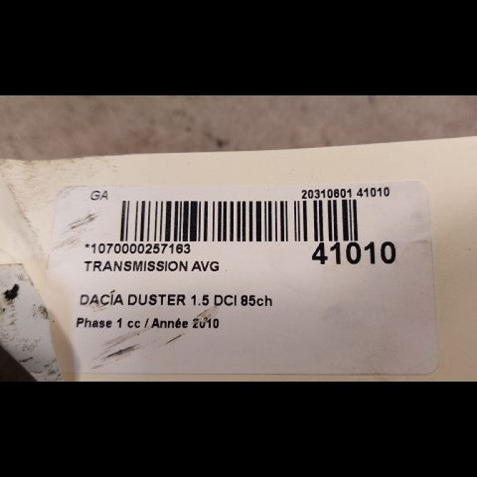 Transmission avant gauche occasion DACIA DUSTER Phase 1 03-2010->12-2013 1.5 DCI 85ch 391015061R 4
