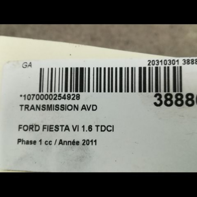 Transmission avant droite occasion FORD FIESTA VI Phase 1 10-2008->11-2012 1.6 TDCI 95ch 1822704 5
