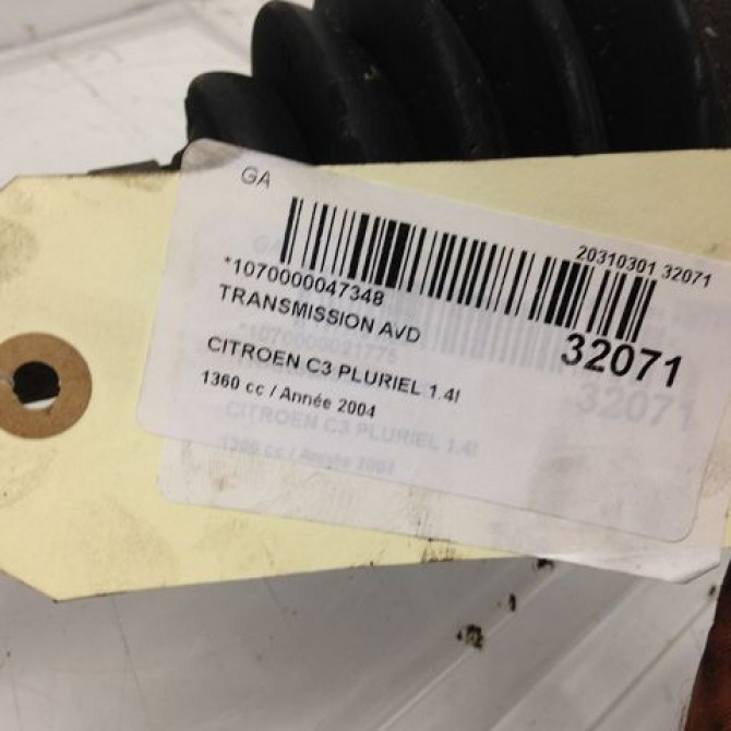 Transmission avant droite occasion CITROEN C3 PLURIEL I Phase 1 04-2003->09-2008 00003273SG 5