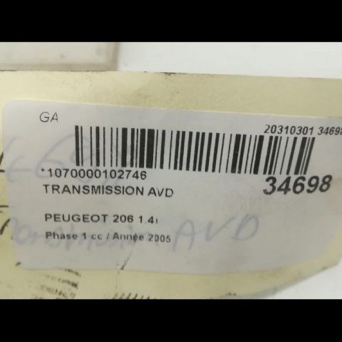 Transmission avant droite occasion PEUGEOT 206 Phase 1 09-1998->03-2009 1.4i 32739P 5