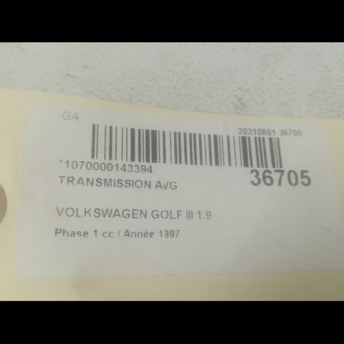 Transmission avant gauche occasion VOLKSWAGEN GOLF III Phase 1 01-1992->12-1997 1.9 TDI 110ch 1H0407451X 4
