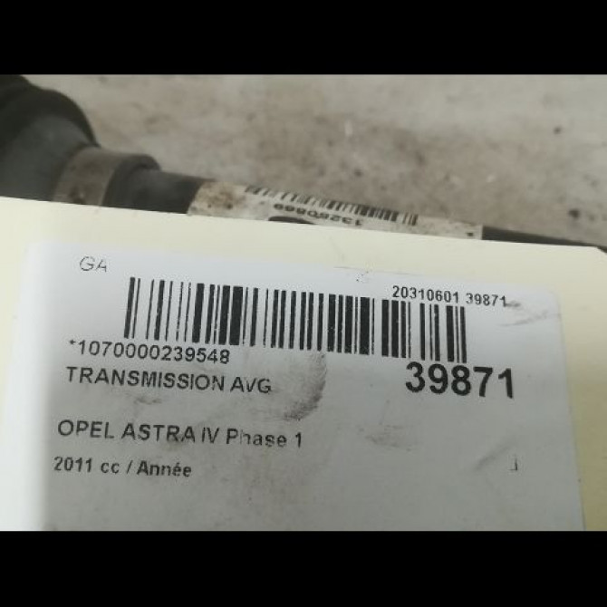 Transmission avant gauche occasion OPEL ASTRA IV Phase 1 01-2010->06-2012 13335142 4
