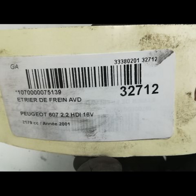 Etrier de frein avant droit occasion PEUGEOT 607 Phase 1 11-1999->09-2004 2.2 HDI 4401C3 4