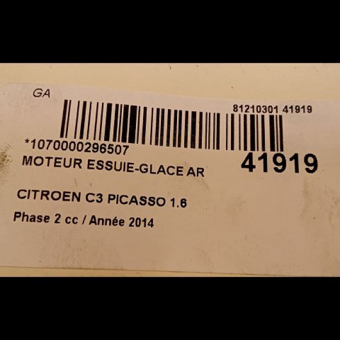 Moteur essuie-glace arrière occasion CITROEN C3 PICASSO Phase 2 09-2012->... 1.6 HDI 90ch 6405NW 3