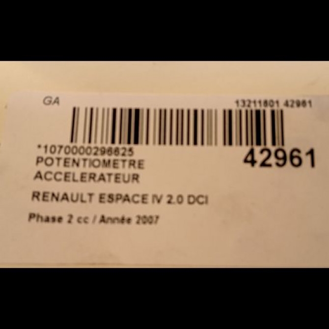 Potentiometre accelerateur occasion RENAULT ESPACE IV Phase 2 03-2006->07-2012 2.0 DCI 150ch 4
