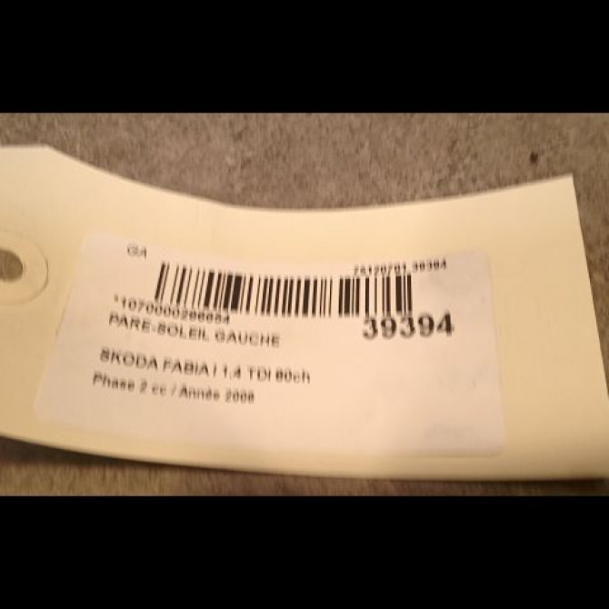 Pare-soleil gauche occasion SKODA FABIA I Phase 2 09-2004->05-2007 1.4 TDI 80ch 6Y1857551SX14 3
