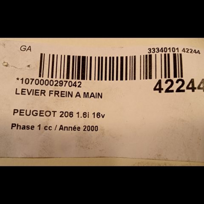 Levier frein a main occasion PEUGEOT 206 Phase 1 09-1998->03-2009 1.6i 16v 470162 2