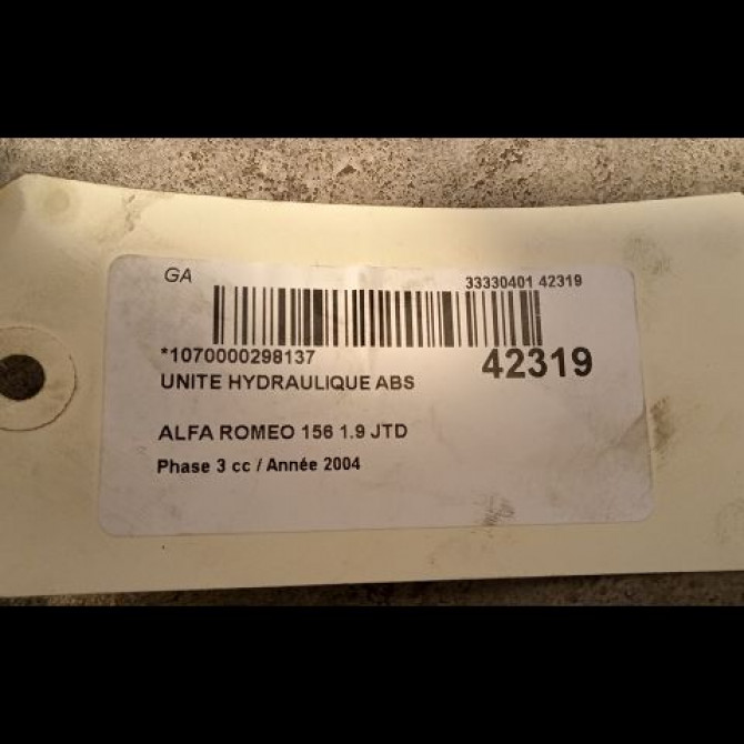 Unité hydraulique ABS occasion ALFA ROMEO 156 Phase 3 07-2003->12-2005 1.9 JTD 115ch 5