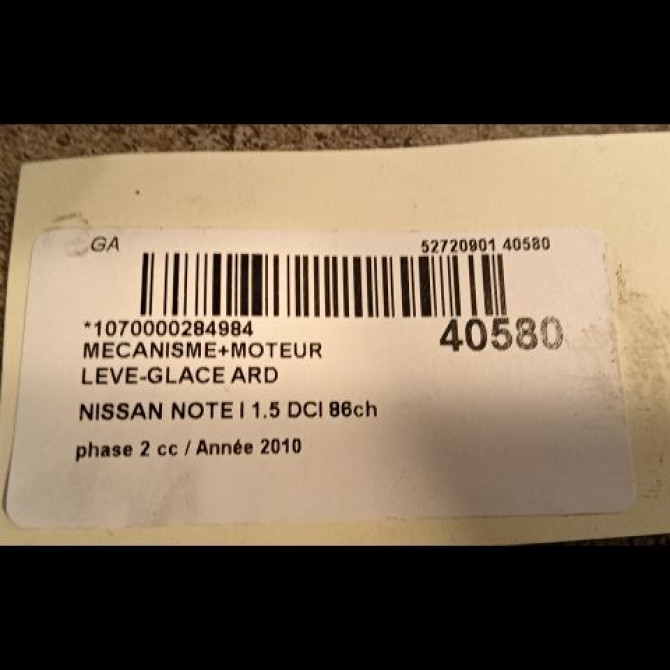 Mecanisme+moteur leve-glace ard occasion NISSAN NOTE I phase 2 03-2009->02-2014 1.5 DCI 86ch 3