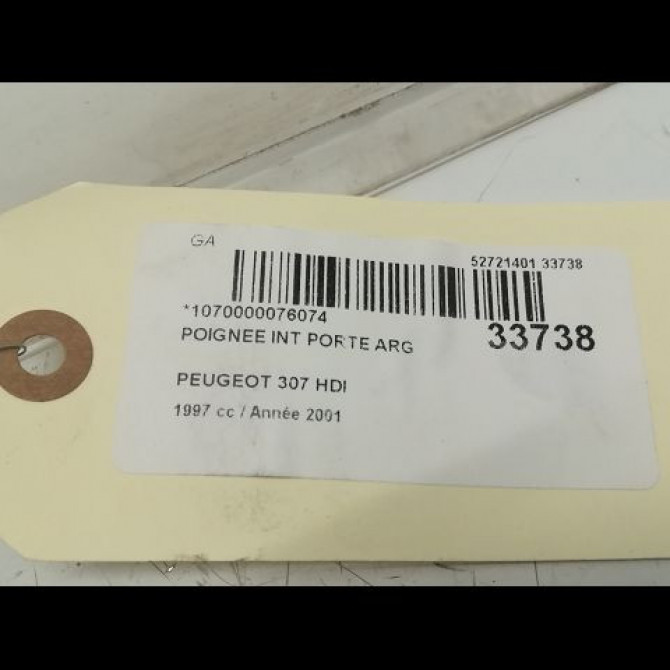Poignee int porte arg occasion PEUGEOT 307 Phase 1 04-2001->06-2005 2.0 HDI 110ch 3