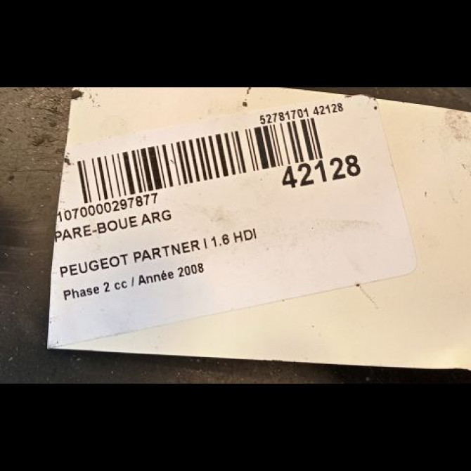 Pare-boue arrière gauche occasion PEUGEOT PARTNER I Phase 2 11-2002->05-2008 1.6 HDI 90ch 8529J8 2