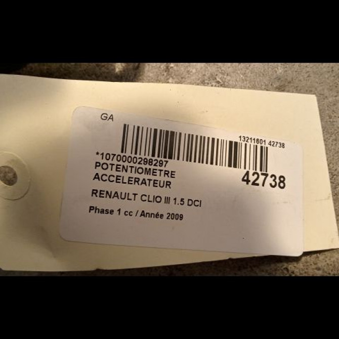 Potentiometre accelerateur occasion RENAULT CLIO III Phase 1 09-2005->03-2009 1.5 DCI 85ch 4