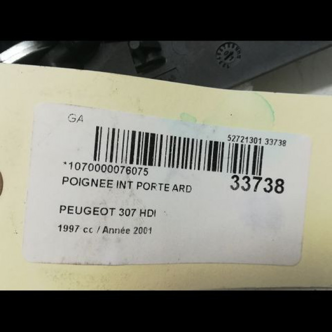 Poignee int porte ard occasion PEUGEOT 307 Phase 1 04-2001->06-2005 2.0 HDI 110ch 3