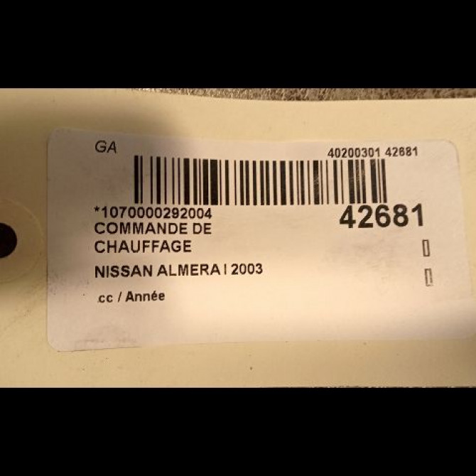Commande de chauffage occasion NISSAN ALMERA I 3