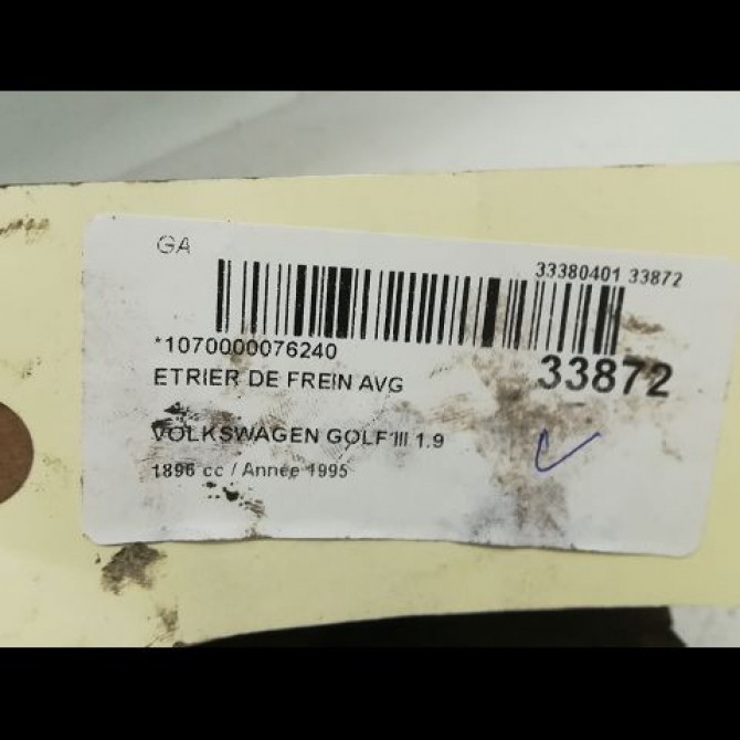 Etrier de frein avant gauche occasion VOLKSWAGEN GOLF III Phase 1 01-1992->12-1997 1.9 TDI 90ch 3