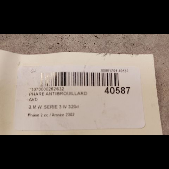 Phare antibrouillard avant droit occasion B.M.W. SERIE 3 IV Phase 2 09-2001->03-2005 320d 3