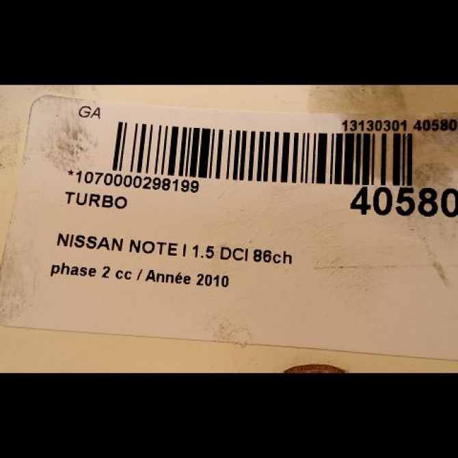 Turbo occasion NISSAN NOTE I phase 2 03-2009->02-2014 1.5 DCI 86ch 4