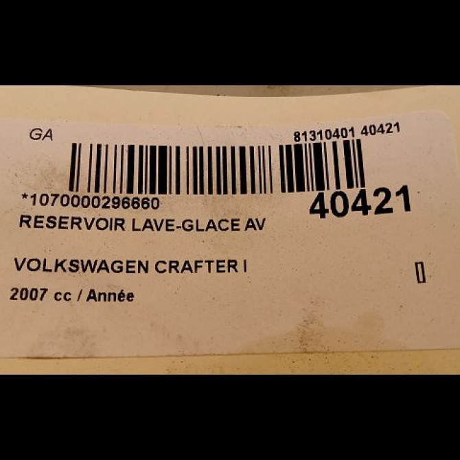 Reservoir lave-glace avant occasion VOLKSWAGEN CRAFTER I phase 1 06-2006->05-2011 2E0955453A 3