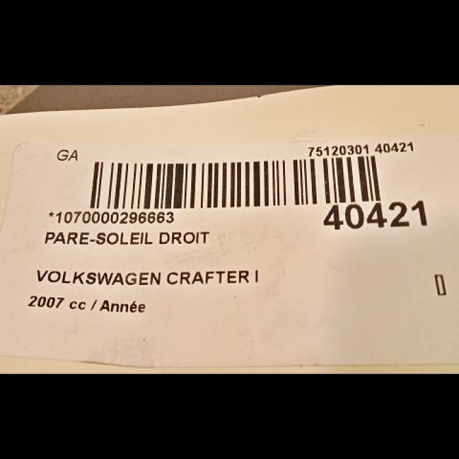 Pare-soleil droit occasion VOLKSWAGEN CRAFTER I phase 1 06-2006->05-2011 2E0857552C 3